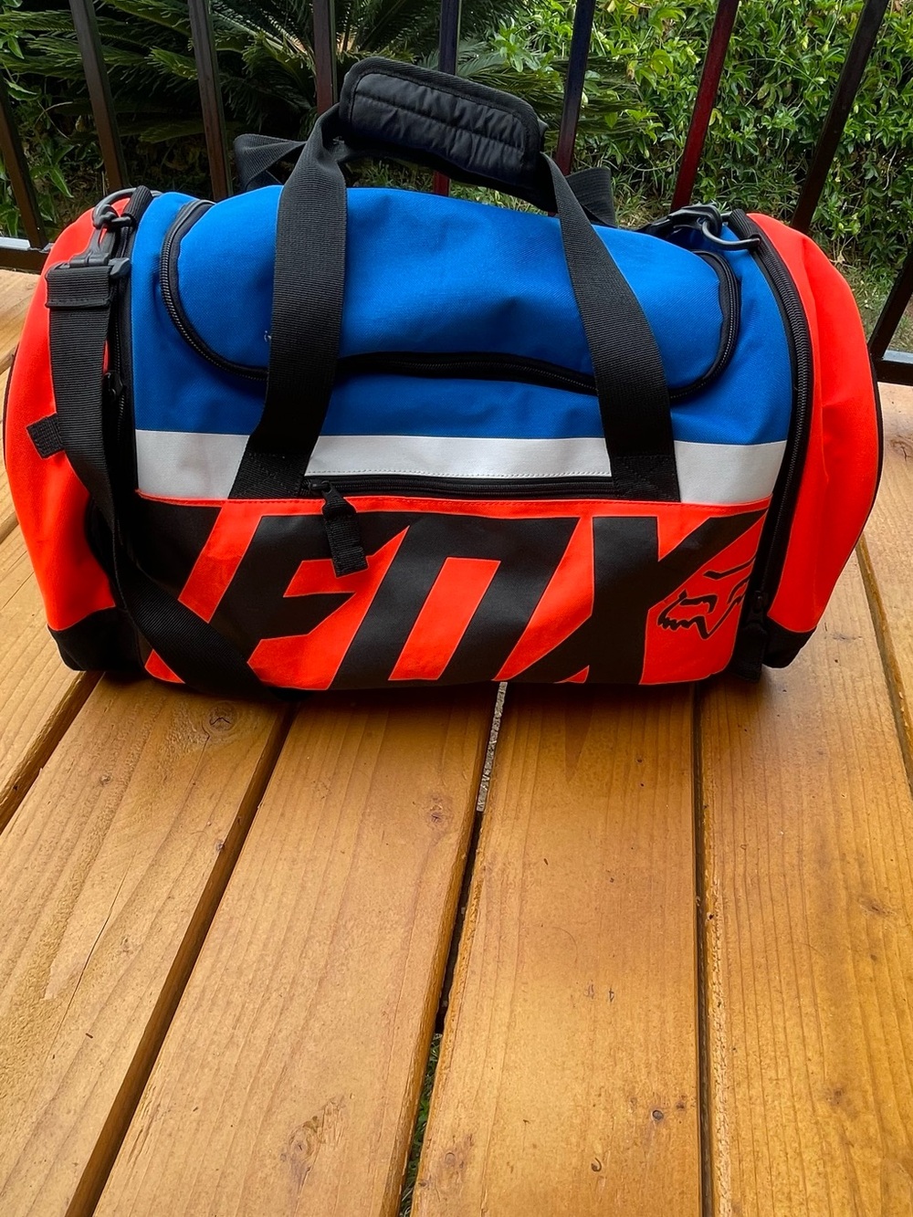 Fox Blue and Orange Men’s Duffel Bag with Bold Logo